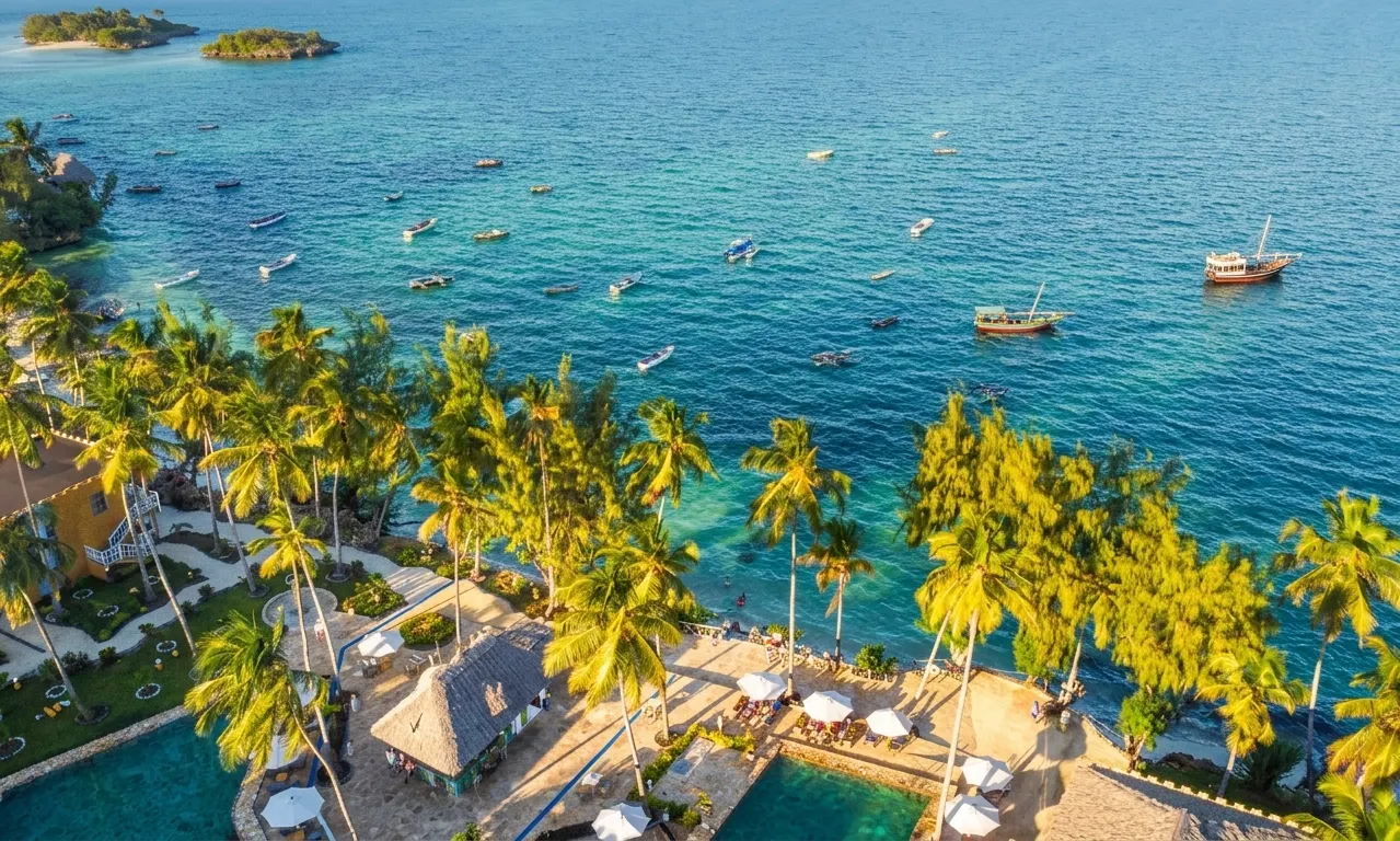 Zanzibar Bay Resort & Spa beachfront at sunset